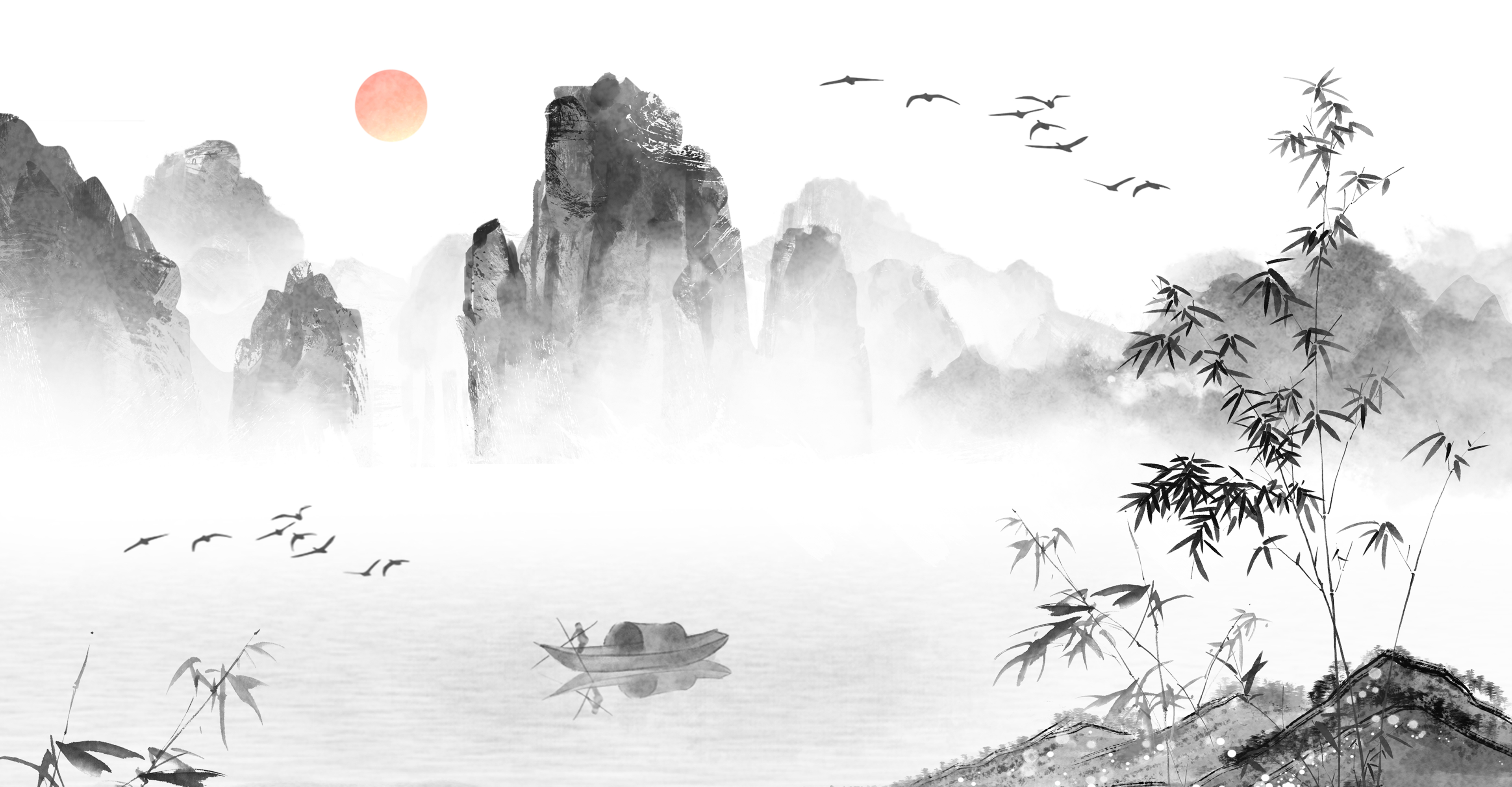 수묵화 풍경